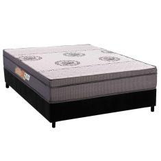 Cama Box Viúva: Colchão Ortopédico Polar D28 Orthopremium Grey + Base Crc Suede Black (128x188)