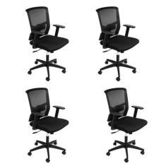 Kit 4 Cadeiras Escritório Diretor Ergonômico Nr17 Tela Mesh Tóquio 332