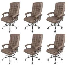 Kit 6 Cadeiras Escritório Presidente Ergonômica NR17 e Molas Office Os