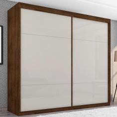 Guarda Roupa Casal Londres 2 Portas de Correr 4 Gavetas MDF Malbec-Off White Casa H