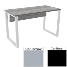 Mesa de Escritório Pé Tubular Pe25 em Mdp 150 x 70 cm Cinza com Base Preta
