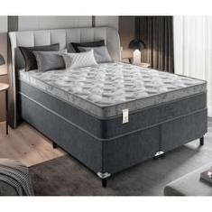 Cama Box Queen Size Portobel Orion com Molas Ensacadas e Revestimento em Tecido Poliéster 74x158x198cm - Cinza