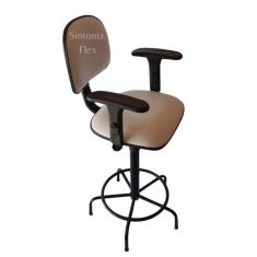 Cadeira secretaria  caixa alta com braço de regulagem de altura  - a gás - base de ferro fixa recpçao  -corano branco