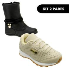 Kit 2 Bota e Tênis Feminino Infantil de Menina Escolar-Feminino