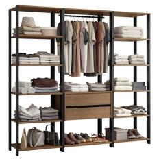 Guarda-roupa Closet Modulado Valencia 2 Gavetas 188cm Rustic/preto Madesa 01