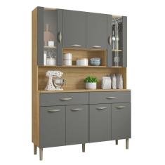 Armário De Cozinha Com 2 Gavetas Pisa Freijó Gris