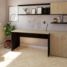 Mesa Reta Corp 25mm 160cm Bramov Móveis Preto/carvalho Mel