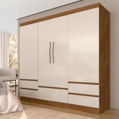 Roupeiro Casal 4 Portas 5 Gavetas Camilla Freijó/off Premium - Móveis Arapongas