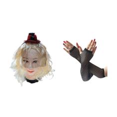 Fantasia Viuva Negra Tiara Com Veu E Luva Hallowwen Festas