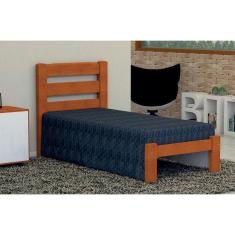 Cama de Solteiro Luna de Madeira Maciça Angelim Pedra/Tauari