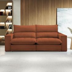 Sofá 2 Lugares Martinho Retrátil Veludo Terracota - Celflex