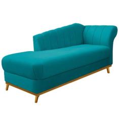 Recamier Vanessa 185cm Lado Esquerdo Suede Azul Turquesa - Amarena Móv