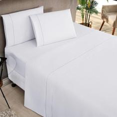 Jogo Cama Lençol Home Basic Solteiro 180 Fios C/ Ponto Palito 3 Peças 