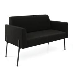 Sofá Namoradeira 2 Lugares Pé De Ferro Preto Marisa Suede D03 - D'ross