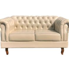 Sofá 2 Lugares Decoração Sara Recepção Dom Pedro Chesterfield Bege