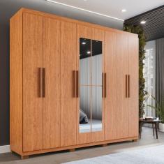 Guarda Roupa Casal 8 Portas 4 Gavetas Com Espelho Com Pés Montreal Cinamomo