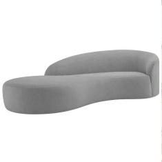 Divã Recamier Orgânico França 160cm Lado Direito Linho Cinza Claro