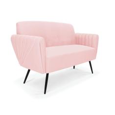 Sofá Namoradeira Pés Palito De Ferro Bruna Suede Rosa Bebê - D\'rossi