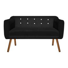 Namoradeira 02 Lugares Julia Suede Preto com Strass Pés Palito Castanho D'Rossi