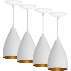 Kit 4 Pendentes Vegas (Branco Textura / Dourado)