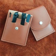 Cortador de unhas terno cortador de unhas tesoura de unhas saco dobrável beleza manicure ferramenta de arquivo de unhas, 4 peças café preto b