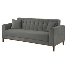 Sofa Liverpool 3Lugares 195Cm Talento Móveis Veludo Prata
