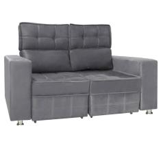 Sofá Retrátil E Reclinável 2 Lugares Londres 1.60cm Com Molas Suede Speciale Home Chumbo