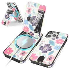 SkyEagle Capa carteira compatível com Magsafe para iPhone 13 Pro Max com suporte para cartão de suporte, bloqueio de RFID, compartimentos para cartão de crédito, couro sintético masculino e feminino,