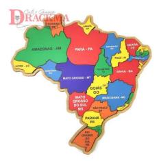 Mapa do Brasil Quebra-Cabeça, Brinquedo Educativo - Drackma