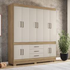 Guarda Roupa Casal 10 Portas New Murano Amêndola Off White - Demóbile