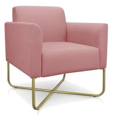 Poltrona Marisa Suede Rose Base X Industrial Dourada D´rossi