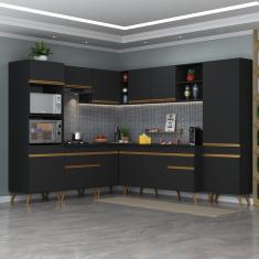 Cozinha Completa De Canto Veneza Gb Mp2047 Com Armário E Balcão Preta