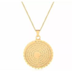 Colar Cordão Medalha Oração De São Bento Folheado Ouro 18k