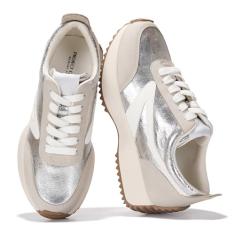 Project Cloud Tênis feminino – Palmilha de espuma viscoelástica e sapatos leves de mola – Sapatos modernos antiderrapantes com cadarço – Tênis fashion feminino 2025, Prata - Balinda, 36