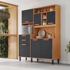 Cozinha Compacta 6 Portas 2 Gavetas 160cm Espaço para Forno e 3 Nichos