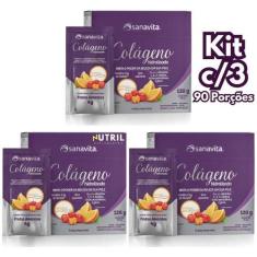 Colágeno Hidrolisado Verisol Sanavita Kit 3x 90 Sachês Sabor Frutas Am