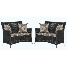 2 Sofás Área Externa Igapó Alumínio Pintura Marrom Corda Náutica Estof