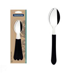 Conjunto de Colheres de Mesa Tramontina Leme com Lâminas em Aço Inox e Cabos de Polipropileno Preto 3 Peças Tramontina