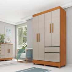Guarda Roupa Infantil 4 Portas 2 Gavetas Oregon Tcil Móveis Cinamomo/O
