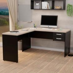 Mesa De Canto Em L Para Escritório 1.60x1.50 Com Gaveteiro - NetMobil,