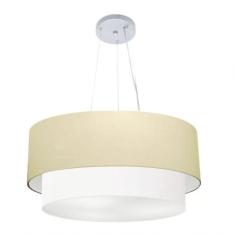 Lustre Duplo Cilíndrico Md-4179 70x60 Bivolt Branco Algodão