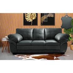 Sofá de Couro Legítimo 3 Lugares 2,10m Cama Inbox Monterrey Cinza