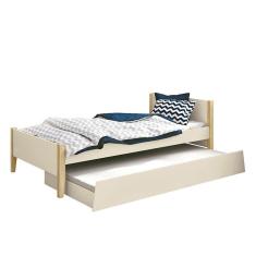 Bicama Solteiro Simba com Pés Madeira Natural e Colchões D20 e D33 - Reller Móveis
