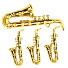 Saxofone em miniatura Toyvian, mini instrumento musical, conjunto de 4