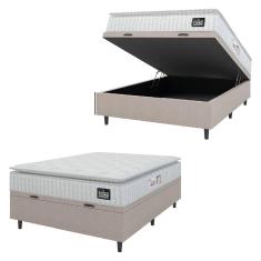 Cama Box Baú Colchão Casal Espuma D45 Lazio Pillow Top 138x70cm Branco/bege Hellen Branco