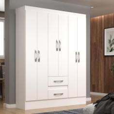 Guarda-Roupa Asia Casal 6 Portas 2 Gavetas Cor Branco