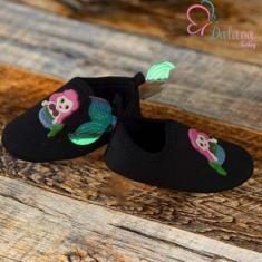 Sapatinho Tênis Bebê Calce Fácil Menina Preta Sereia-Feminino