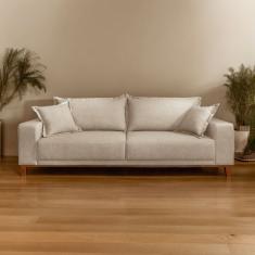 Sofá Fixo 3 Lugares Luxo 180 cm Argos Bege Claro