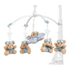 Móbile para berço musical e giratório Urso Aviador Bebê - Sleepbaby Mó