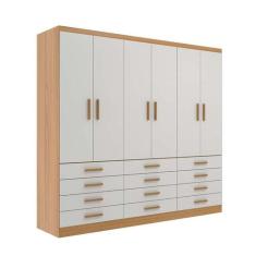 Guarda-Roupa Casal New Monaco 6 PT 12 GV Branco e Cinamomo - Modern